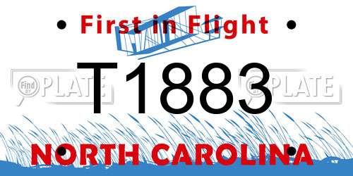 T1883 North Carolina License Plate