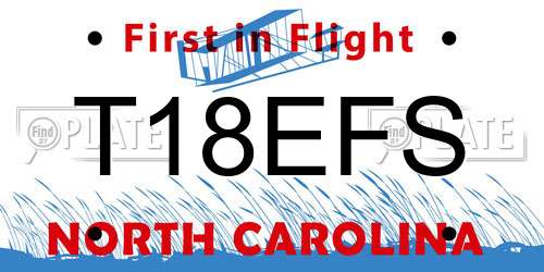 T18EFS North Carolina License Plate