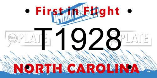 T1928 North Carolina License Plate