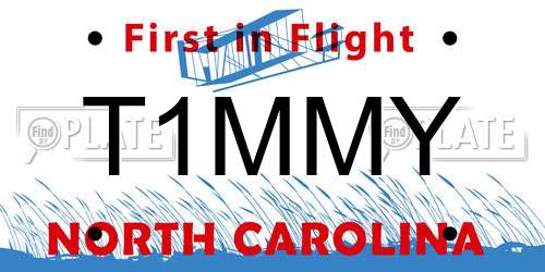T1MMY North Carolina License Plate