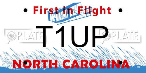 T1UP North Carolina License Plate