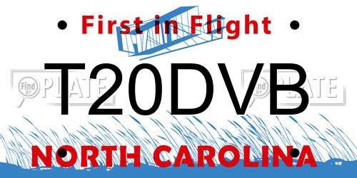 T20DVB North Carolina License Plate