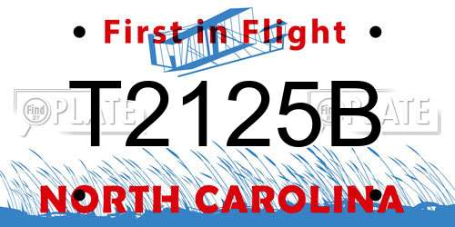 T2125B North Carolina License Plate