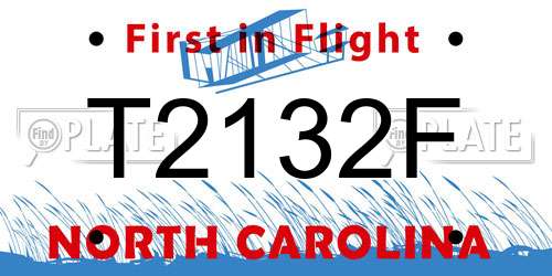 T2132F North Carolina License Plate