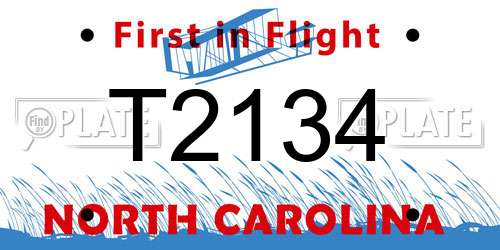 T2134 North Carolina License Plate