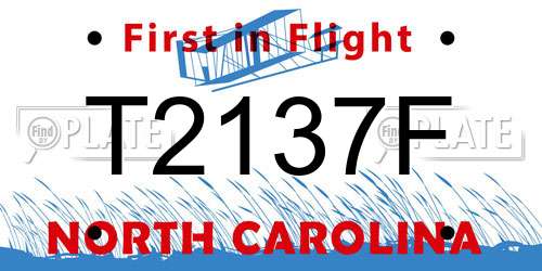 T2137F North Carolina License Plate