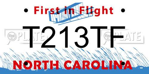 T213TF North Carolina License Plate