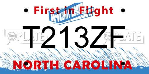 T213ZF North Carolina License Plate