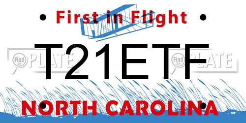 T21ETF North Carolina License Plate