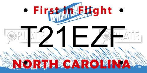 T21EZF North Carolina License Plate