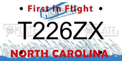 T226ZX North Carolina License Plate