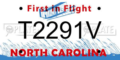 T2291V North Carolina License Plate