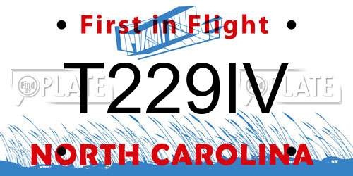 T229IV North Carolina License Plate