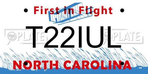 T22IUL North Carolina License Plate