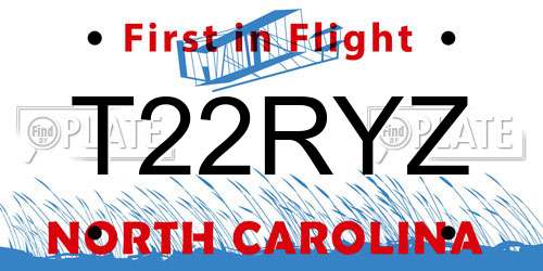 T22RYZ North Carolina License Plate