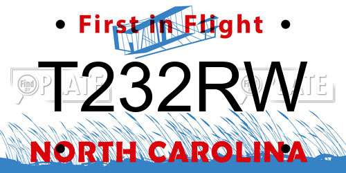 T232RW North Carolina License Plate