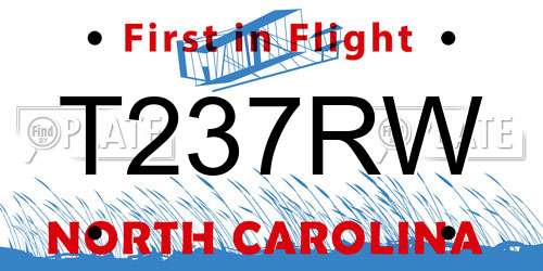 T237RW North Carolina License Plate