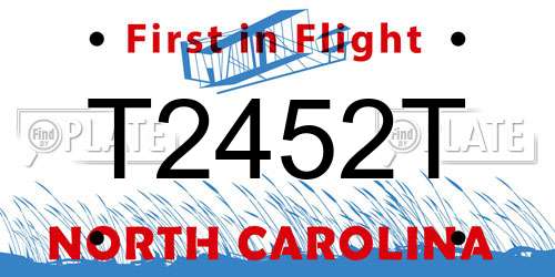 T2452T North Carolina License Plate