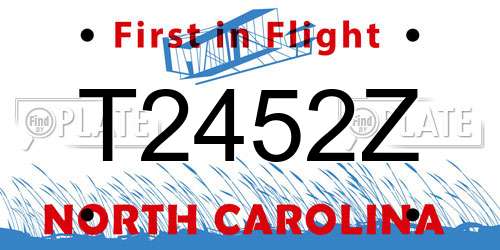 T2452Z North Carolina License Plate