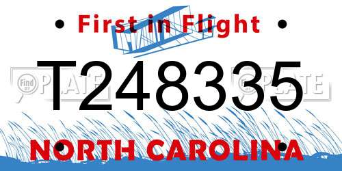 T248335 North Carolina License Plate