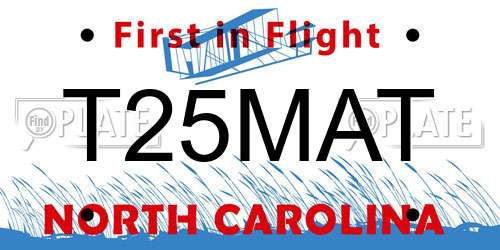 T25MAT North Carolina License Plate