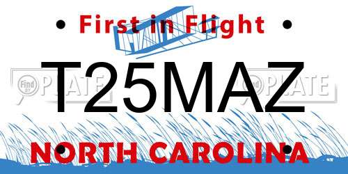T25MAZ North Carolina License Plate
