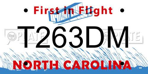 T263DM North Carolina License Plate