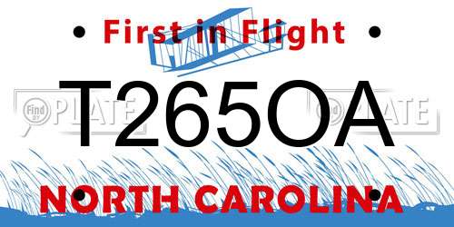 T265OA North Carolina License Plate