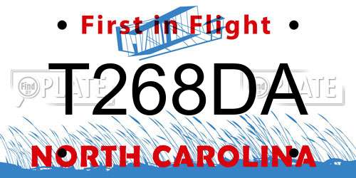 T268DA North Carolina License Plate
