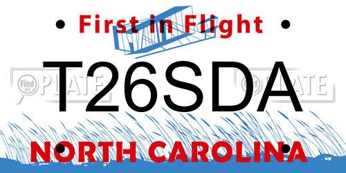 T26SDA North Carolina License Plate