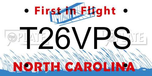 T26VPS North Carolina License Plate