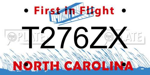 T276ZX North Carolina License Plate