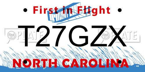 T27GZX North Carolina License Plate