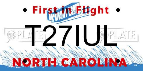 T27IUL North Carolina License Plate
