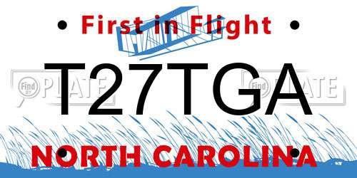 T27TGA North Carolina License Plate