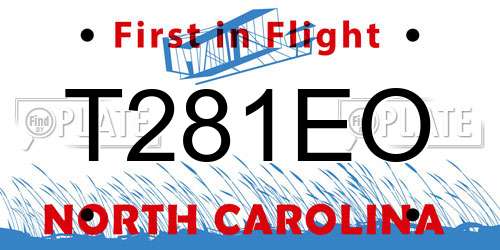 T281EO North Carolina License Plate