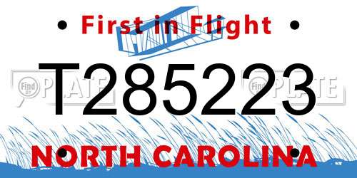 T285223 North Carolina License Plate