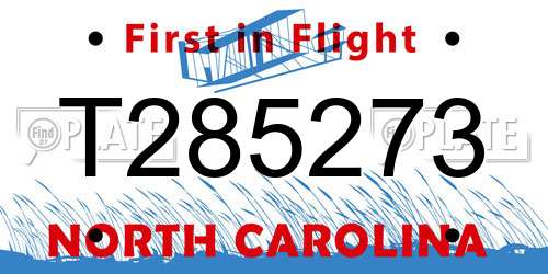 T285273 North Carolina License Plate