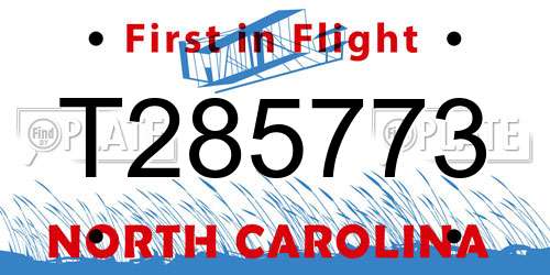T285773 North Carolina License Plate