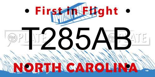 T285AB North Carolina License Plate