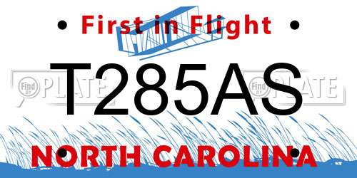 T285AS North Carolina License Plate