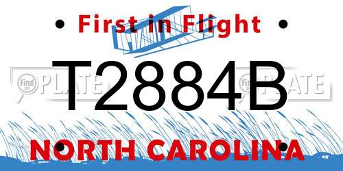 T2884B North Carolina License Plate