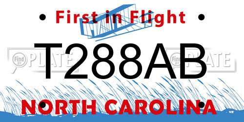 T288AB North Carolina License Plate