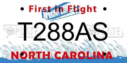 T288AS North Carolina License Plate