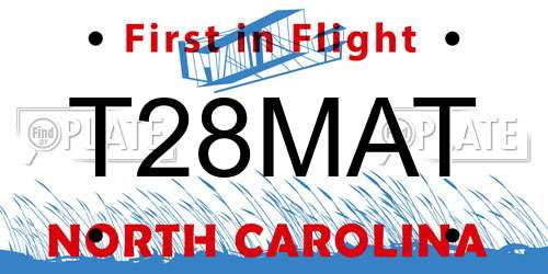 T28MAT North Carolina License Plate