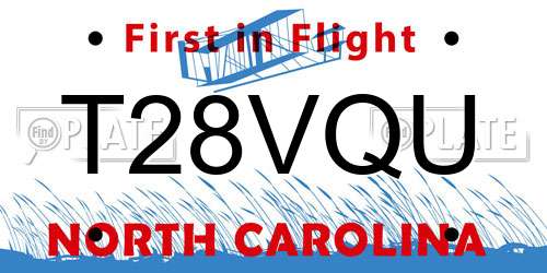T28VQU North Carolina License Plate