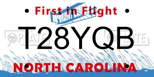 T28YQB North Carolina License Plate