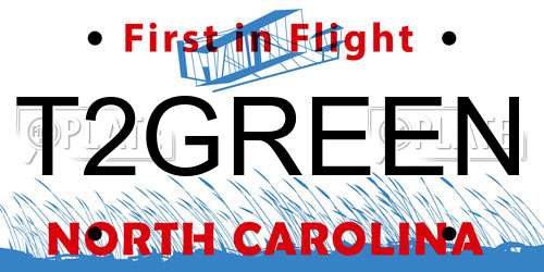 T2GREEN North Carolina License Plate