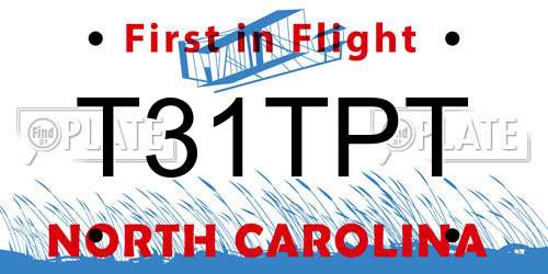 T31TPT North Carolina License Plate