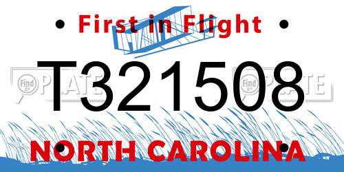 T321508 North Carolina License Plate